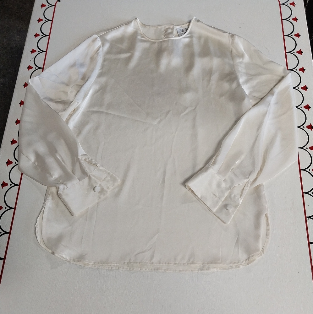 Vintage JH Collectibles Cream Satin Blouse